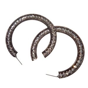 Sparkly Hoop Earrings Women's Round Crystal Rhinestone Statement Glamorous,